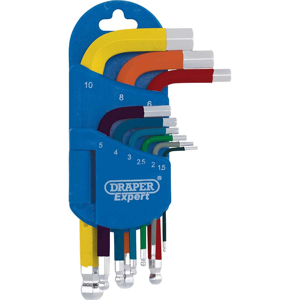 Click to view product details and reviews for Draper Expert 9 Piece Short Arm Colour Coded Ball End Hex Key Set.