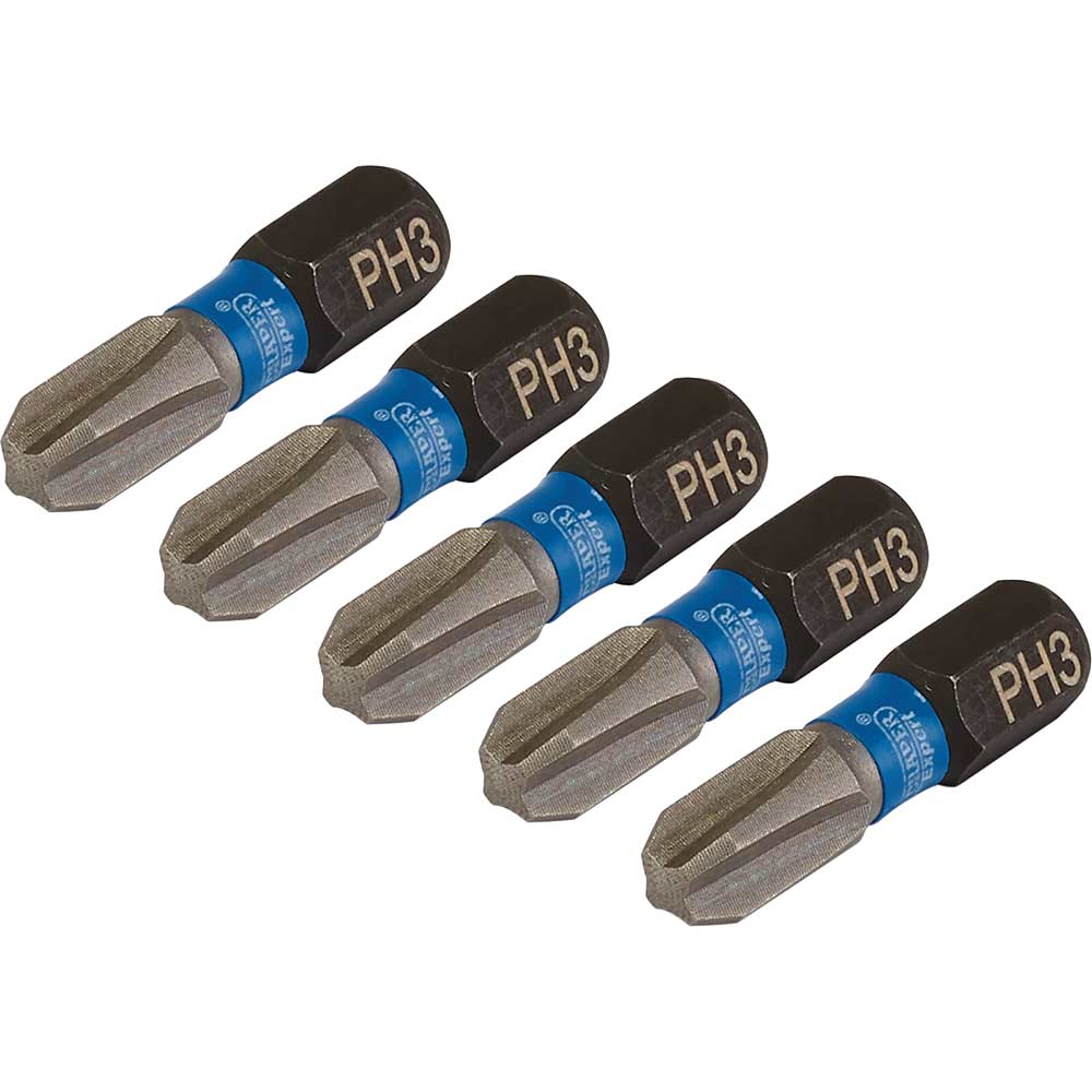 Image of Draper Expert Impact Phillips Screwdriver Bits PH3 25mm Pack of 5