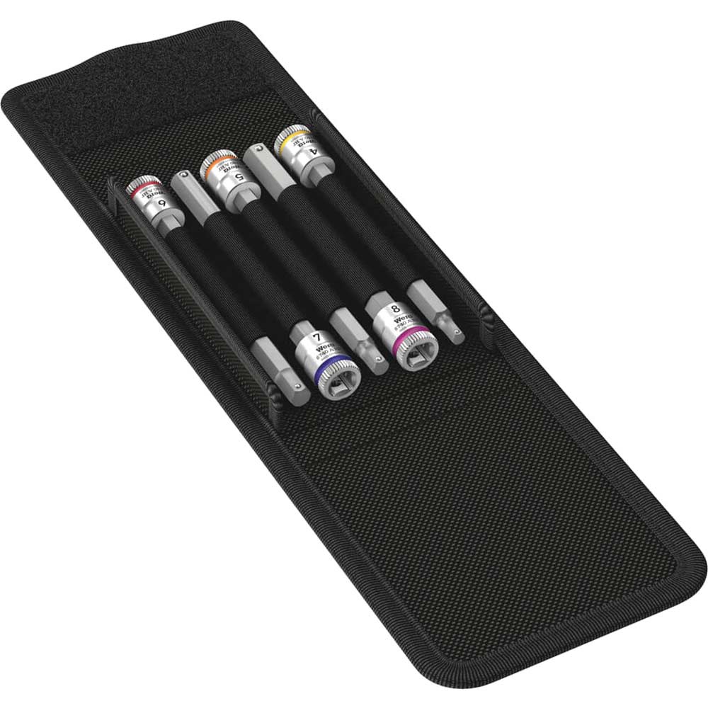 Wera 5 Piece 8740 A HF 1 Zyklop 1/4" Drive Hexagon Socket Bit Set Metric 1/4