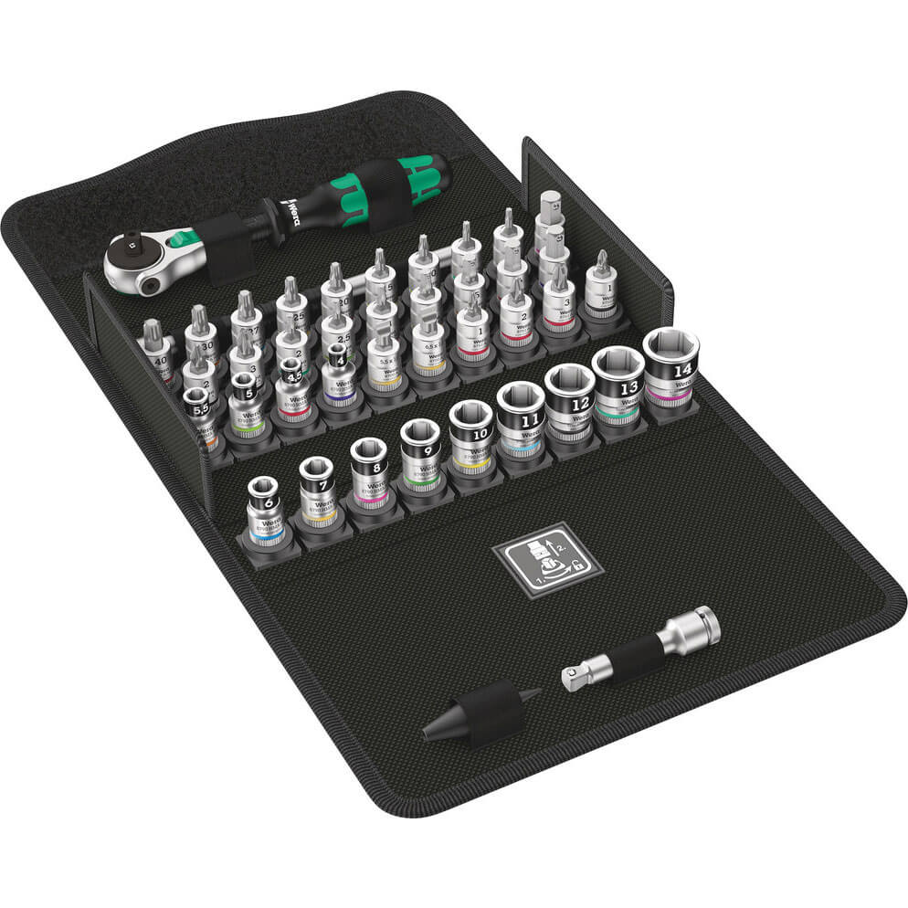 Image of Wera 8100 SA 1/4 Drive All-In Zyklop Speed Ratchet 42 Piece Set 1/4"