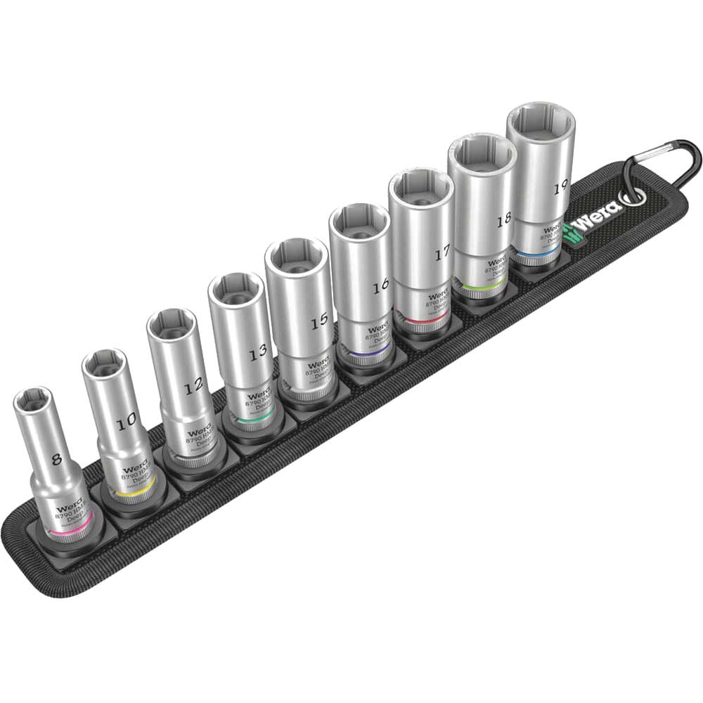Wera 9 Piece 3/8" Drive Deep Hexagon Socket Set on Belt 3/8