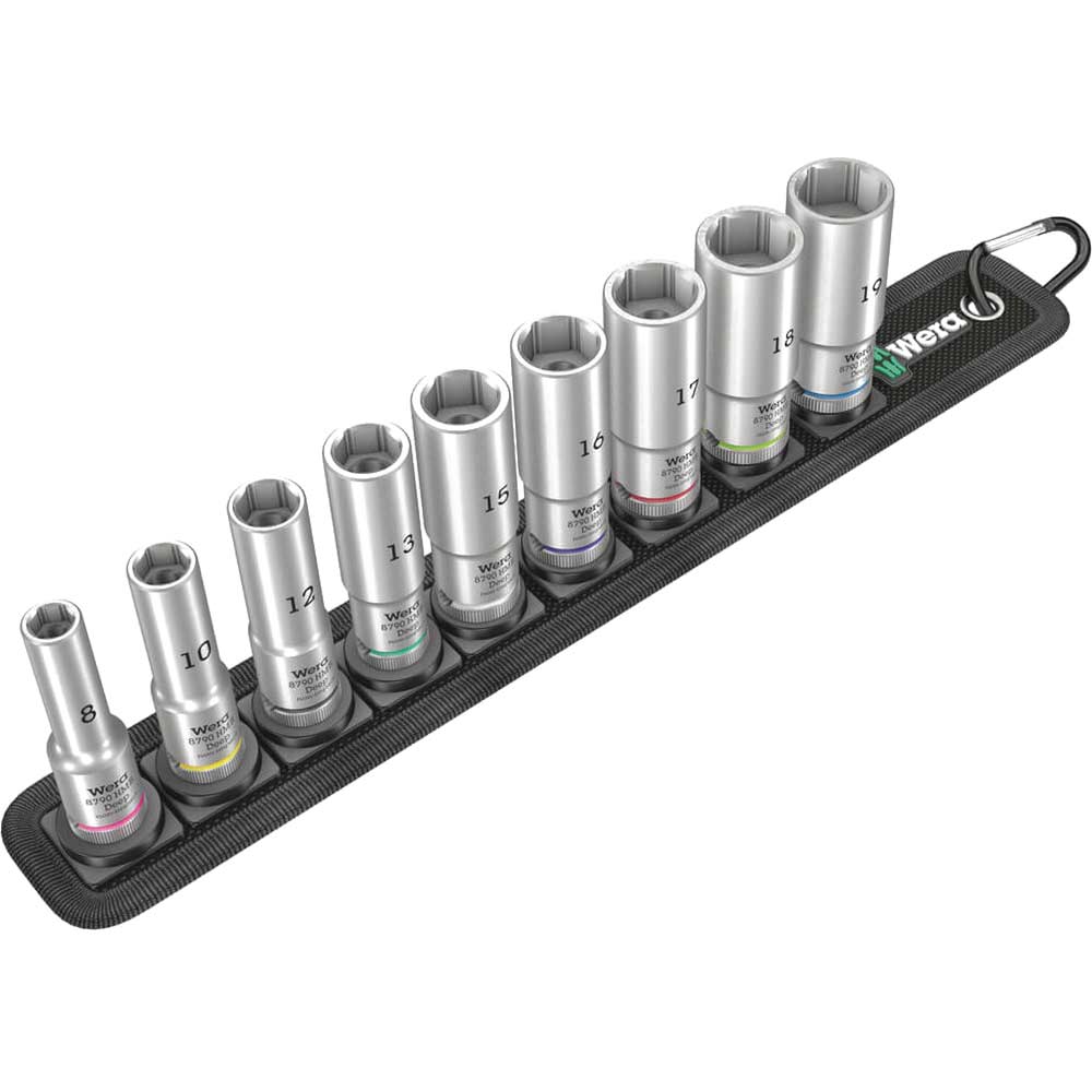 Image of Wera 9 Piece 3/8" Drive Deep Hexagon Socket Set on Belt 3/8"