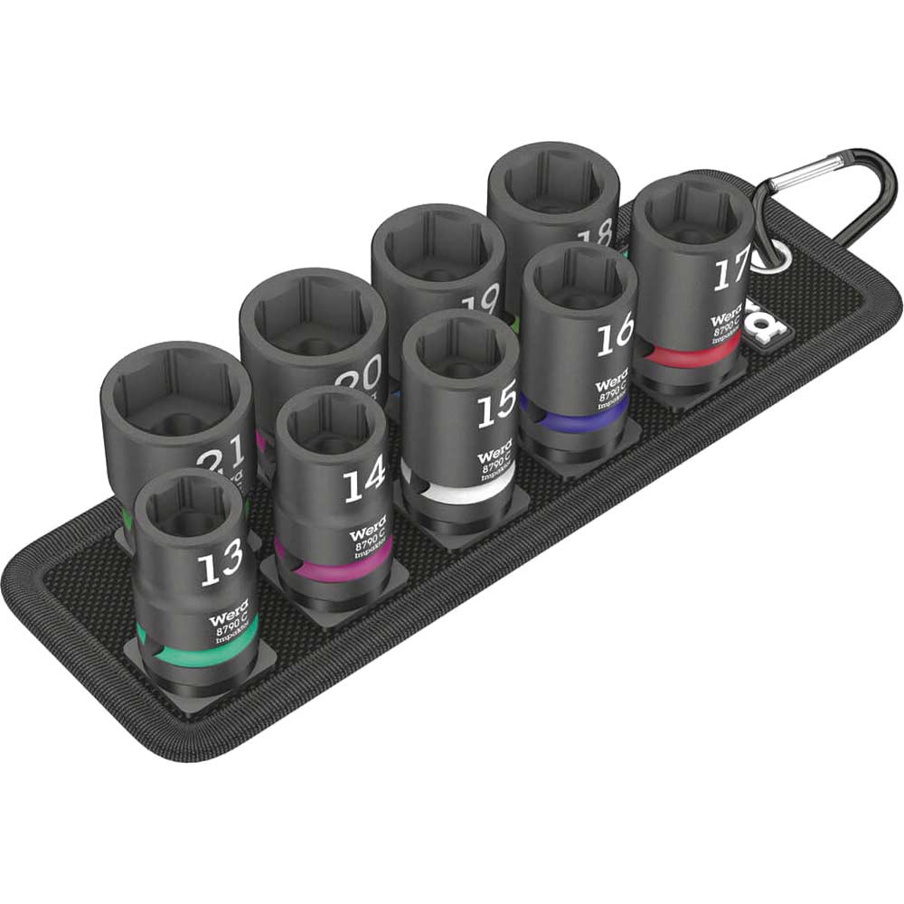 Wera Impaktor 9 Piece 1/2" Drive Hexagon Socket Set on Belt 1/2
