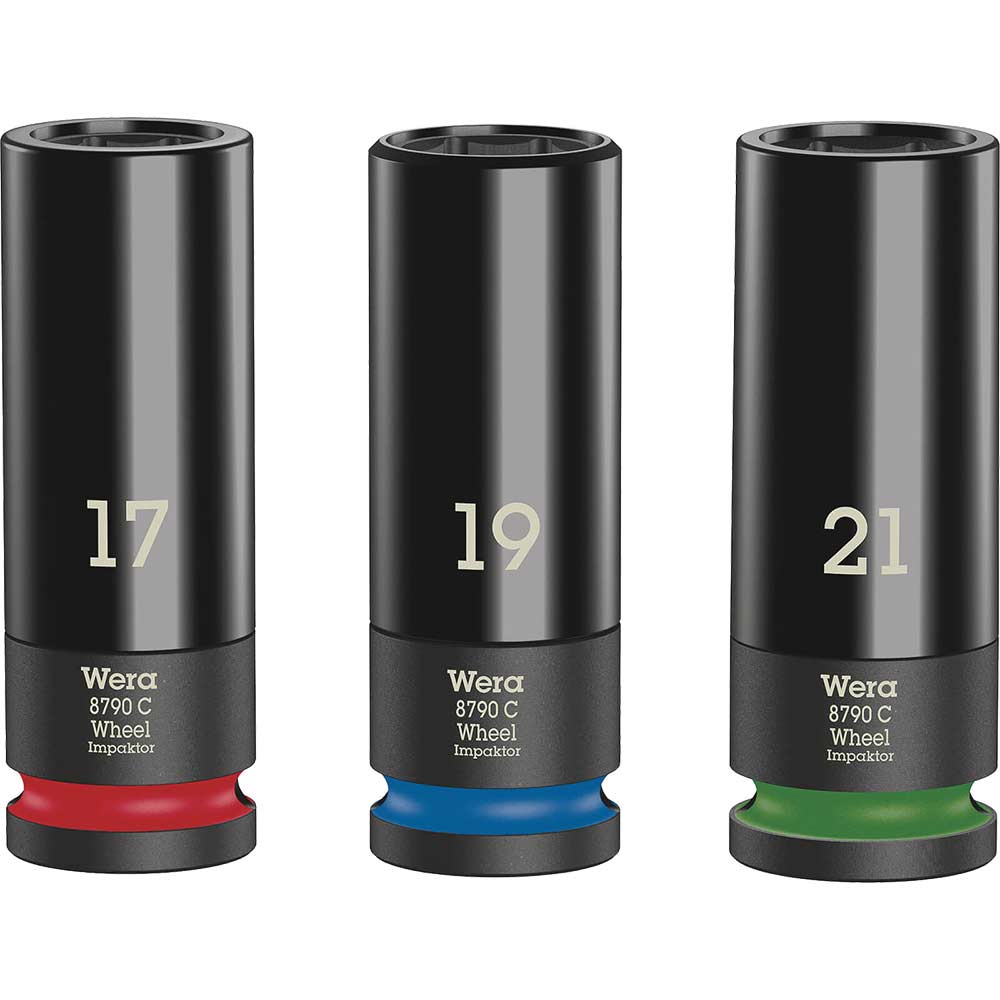 Wera Impaktor 3 Piece 1/2" Drive Hexagon Impact Wheel Socket Set 1/2