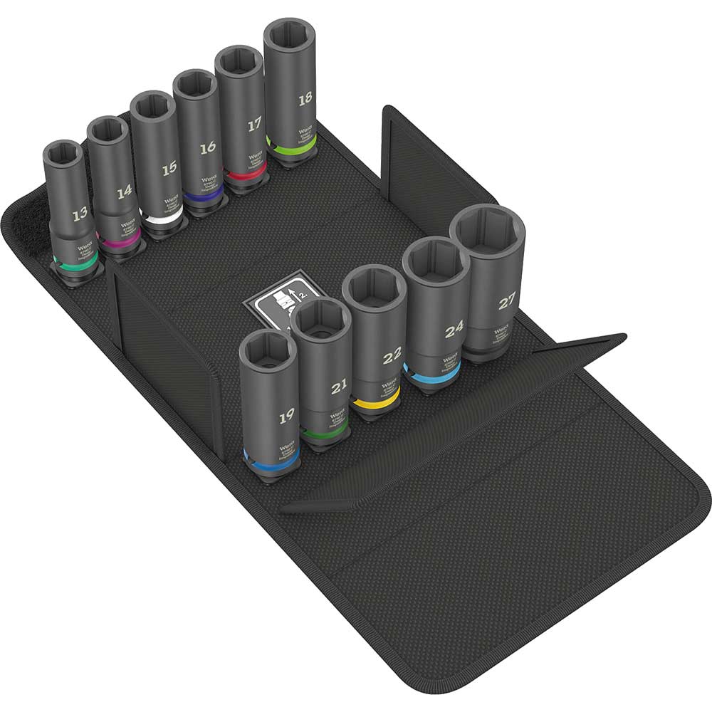 Image of Wera Impaktor 8790 C 11 Piece 1/2" Drive Deep Hexagon Socket Set 1/2"