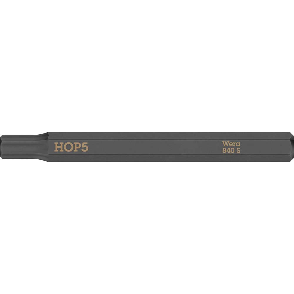 Wera 840 S Hexagon Screwdriver Bit for Hand Impact Drivers Hex 5mm 70mm Pack of 1