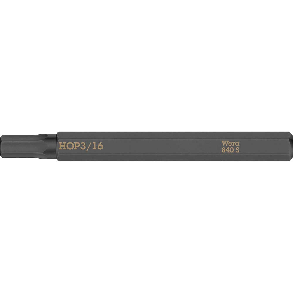 Wera 840 S Hexagon Screwdriver Bit Imperial for Hand Impact Drivers Hex 3/16" 70mm Pack of 1
