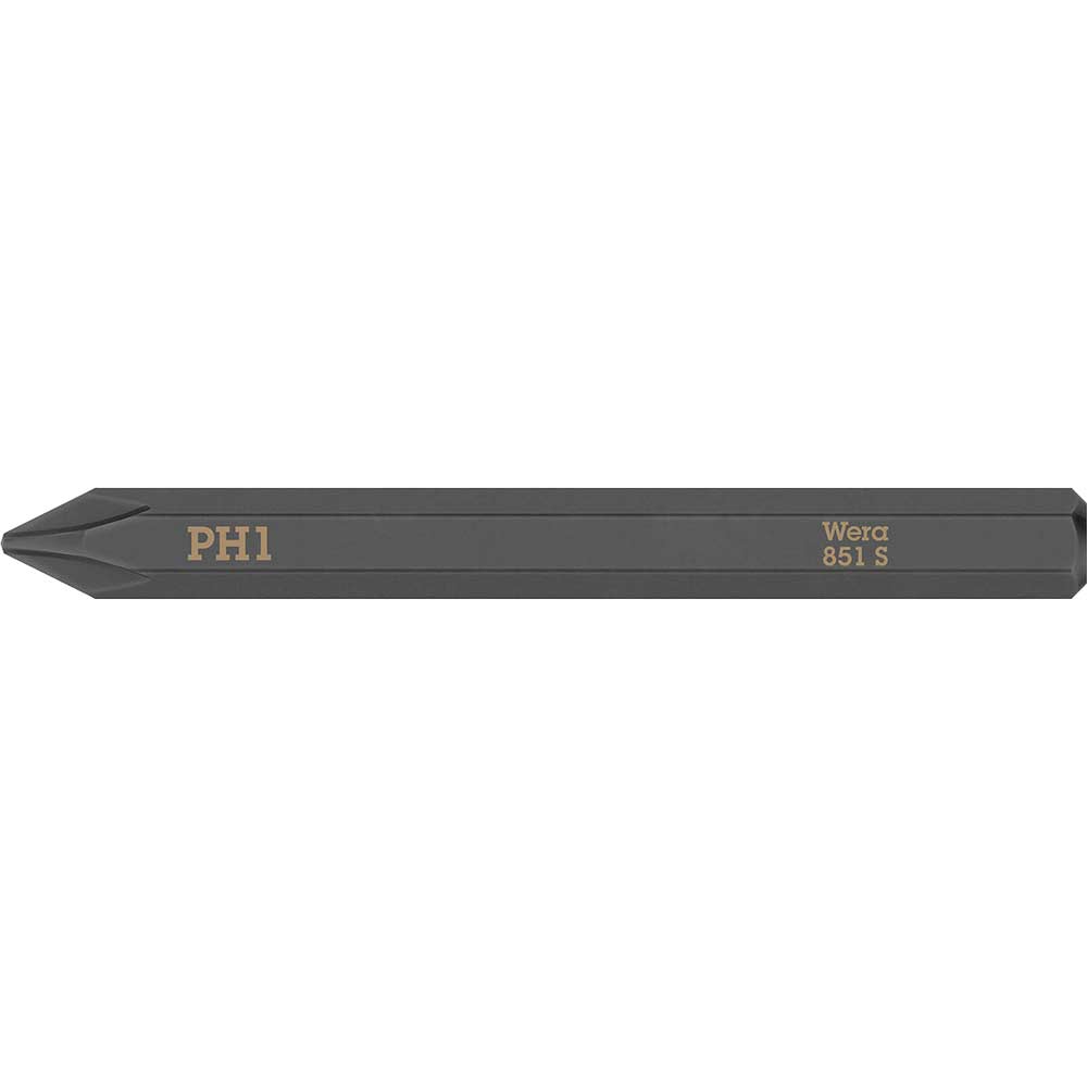 Wera 851 S Phillips Screwdriver Bit for Hand Impact Drivers PH1 70mm Pack of 1