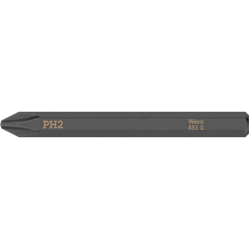 Wera 851 S Phillips Screwdriver Bit for Hand Impact Drivers PH2 70mm Pack of 1