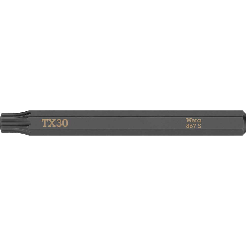 Wera 867 S Torx Screwdriver Bit for Hand Impact Drivers T30 70mm Pack of 1