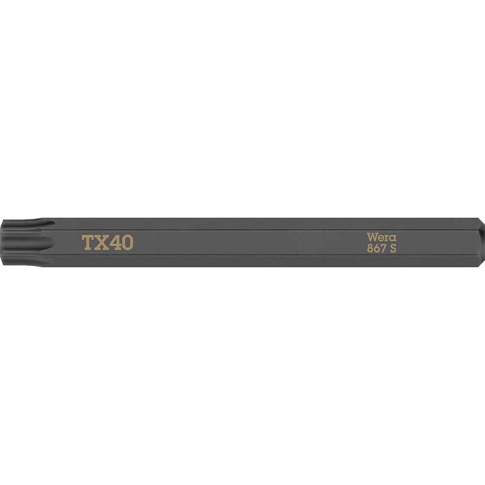 Wera 867 S Torx Screwdriver Bit for Hand Impact Drivers T40 70mm Pack of 1