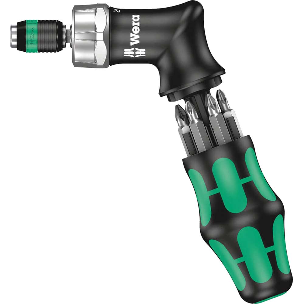 Image of Wera 7 Piece Pistol High Torque Ratchet Screwdriver Bit and Holder Set