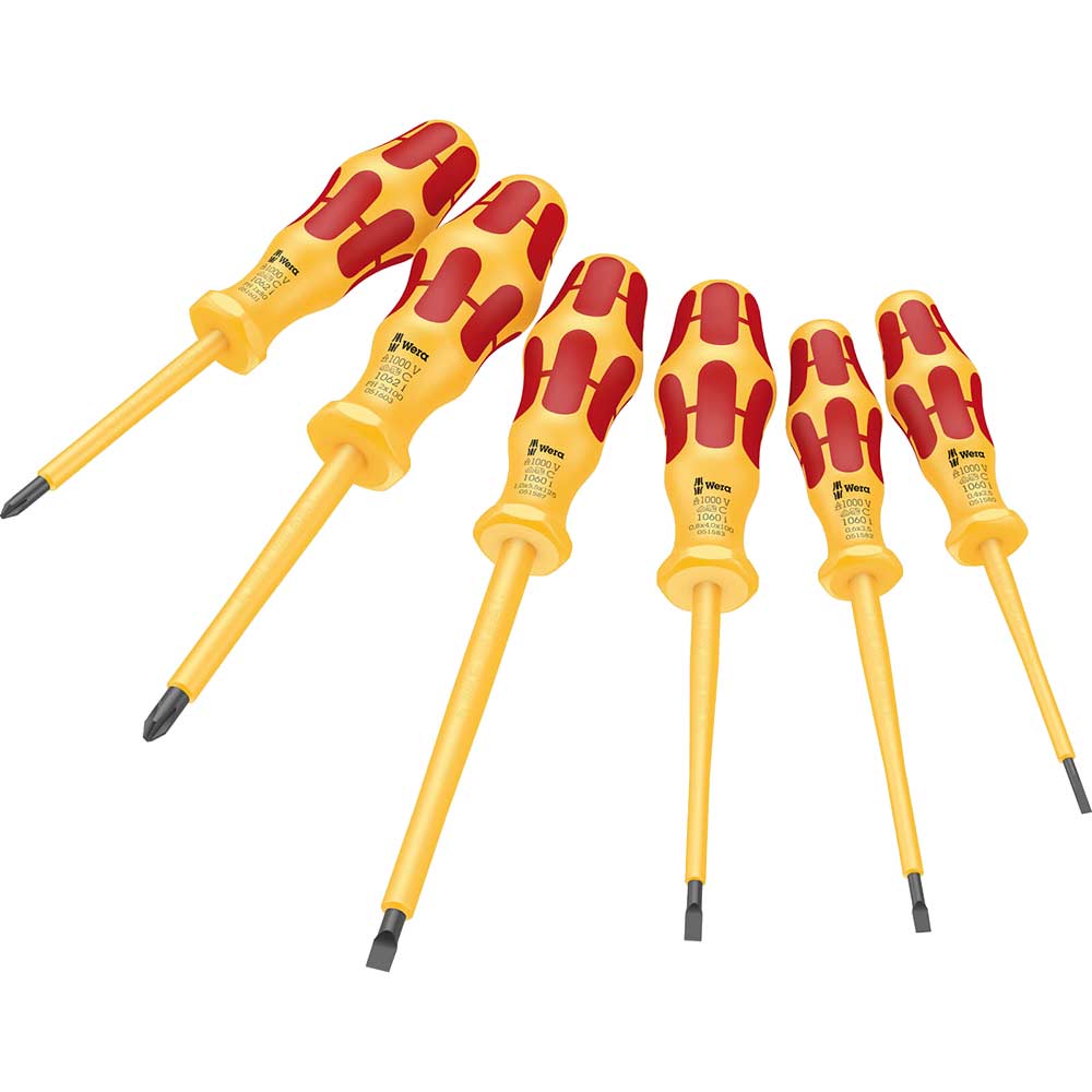 Wera 6 Piece 1060 I/1065 Kraftform VDE Slotted / Philips Screwdriver Set