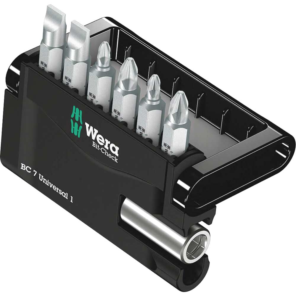 Wera 7 Piece Mini-Check Slotted Phillips and Pozi Screwdriver Bit Set