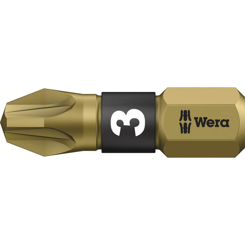 Image of Wera BiTorsion Extra Hard Pozi Screwdriver Bits PZ3 25mm Pack of 1
