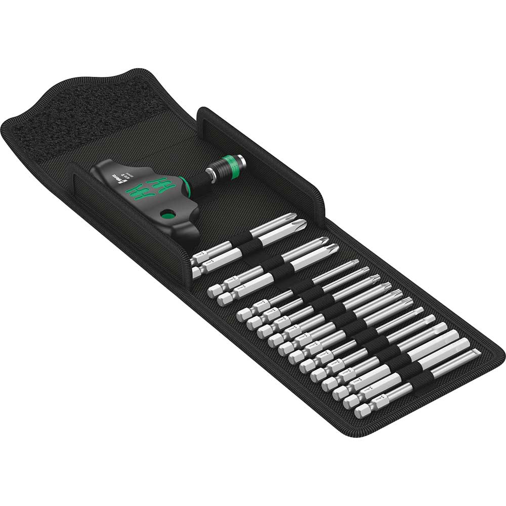 Image of Wera Kraftform Kompakt 400 17 Piece T Handle Screwdriver Bit Set