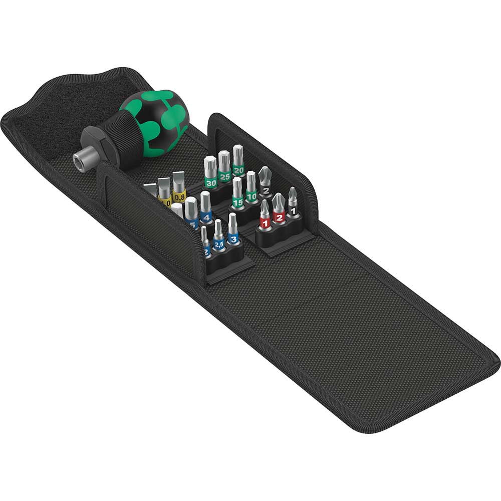 Wera Kraftform Kompakt Stubby Screwdriver and 18 Piece Bit Set