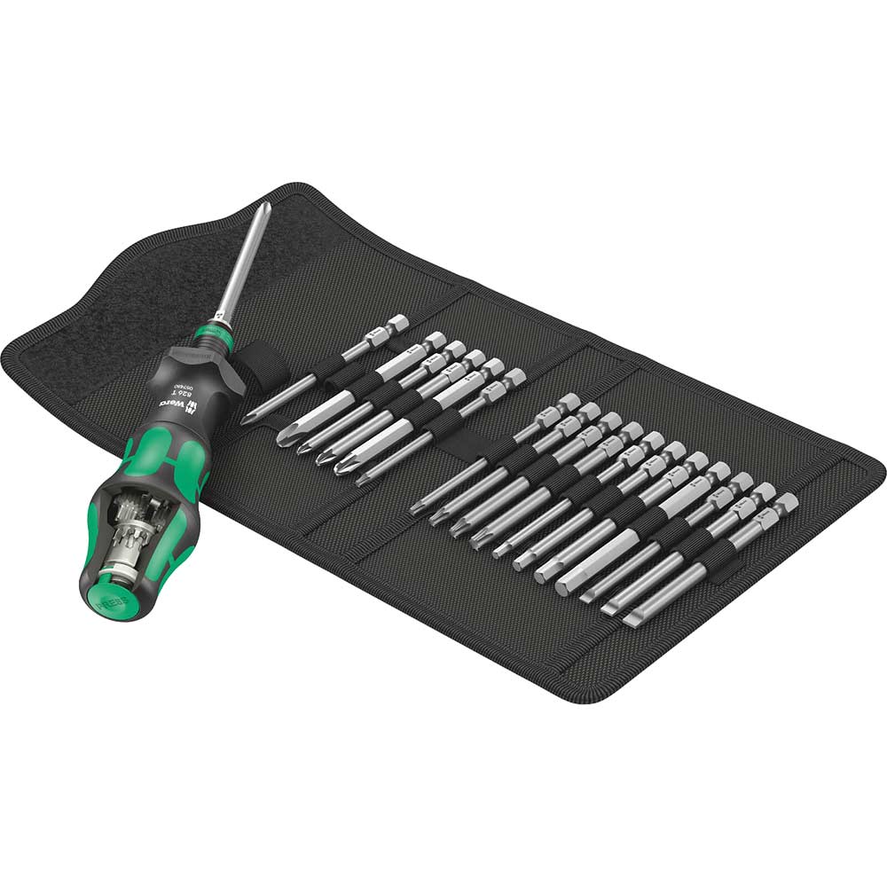 Image of Wera Kraftform Kompakt Turbo Screwdriver and 18 Piece Bit Set