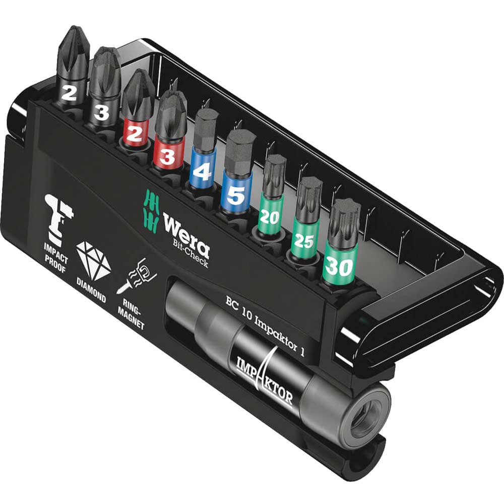 Image of Wera Impaktor 10 Piece Bit-Check Impact Screwdriver Bit Set