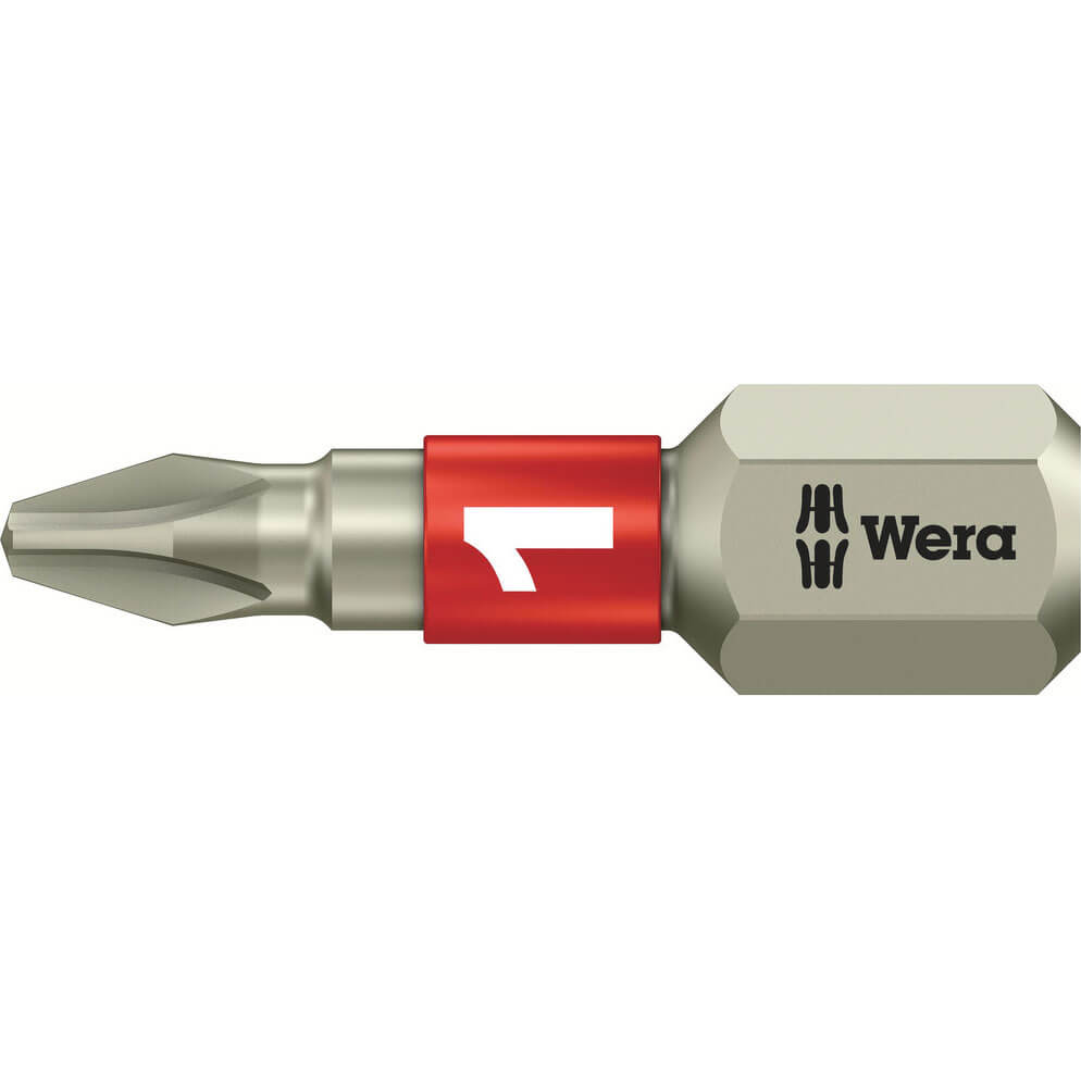 Image of Wera Torsion Stainless Steel Phillips Screwdriver Bit PH1 25mm Pack of 1