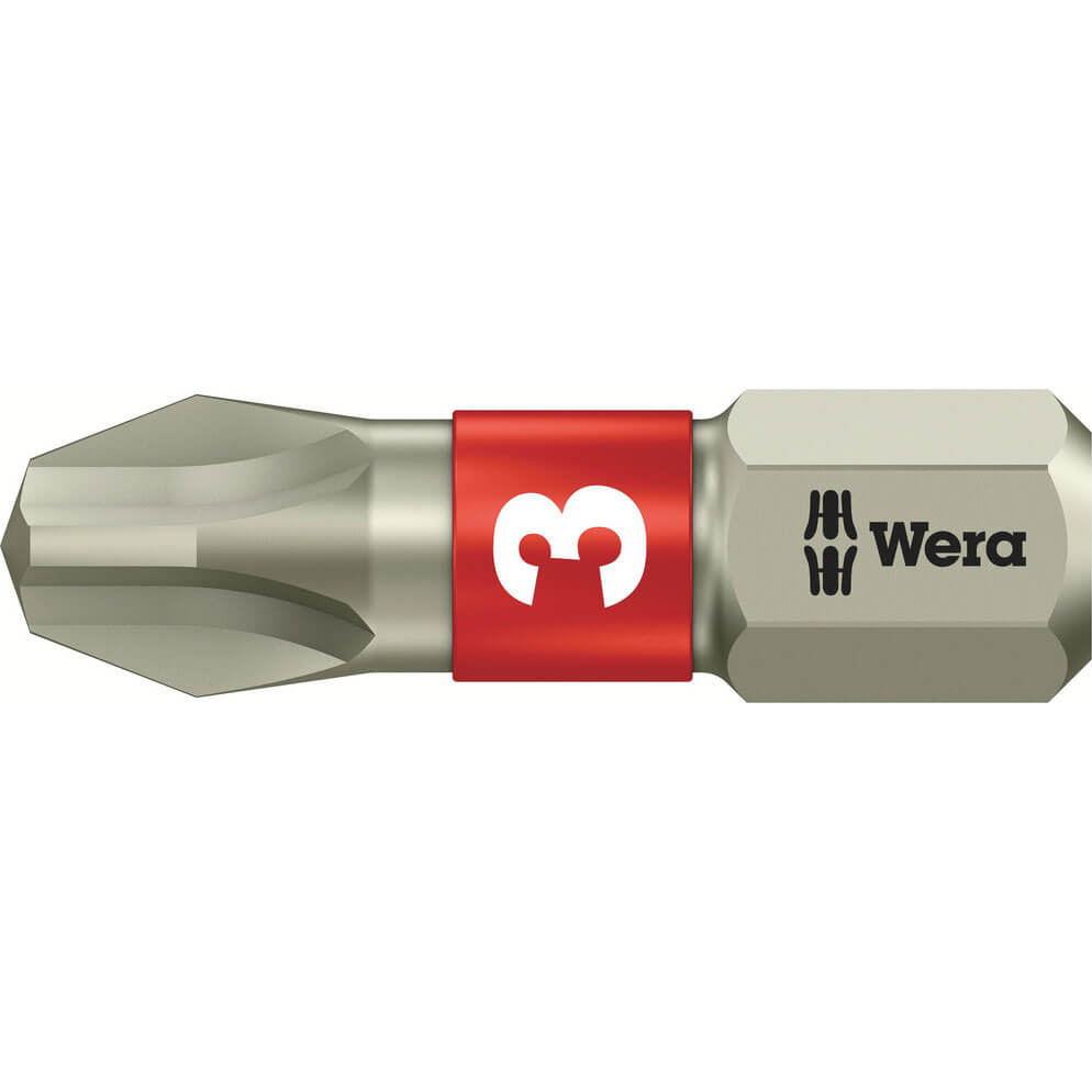 Image of Wera Torsion Stainless Steel Phillips Screwdriver Bit PH3 25mm Pack of 1