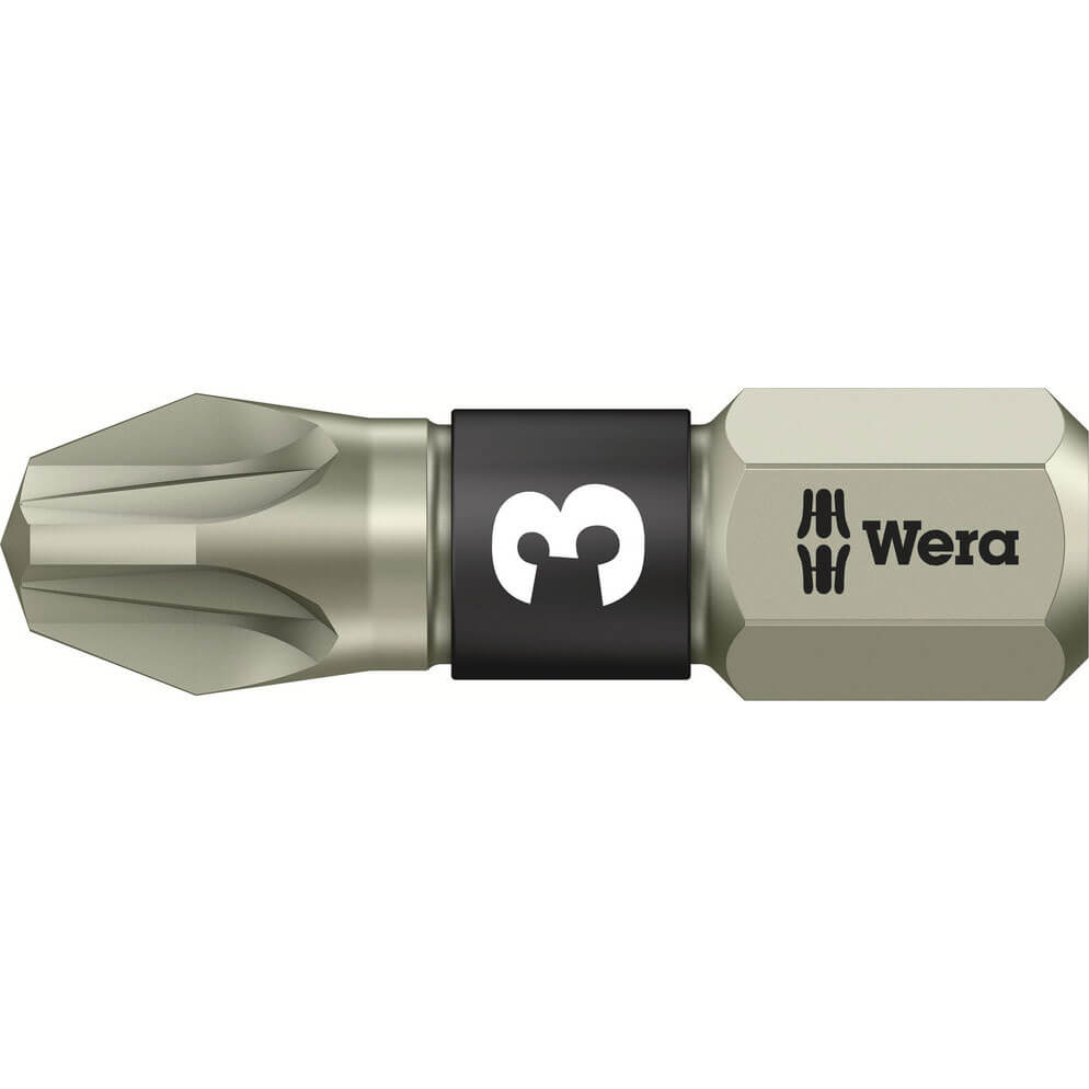 Image of Wera Torsion Stainless Steel Pozi Screwdriver Bit PZ3 25mm Pack of 1