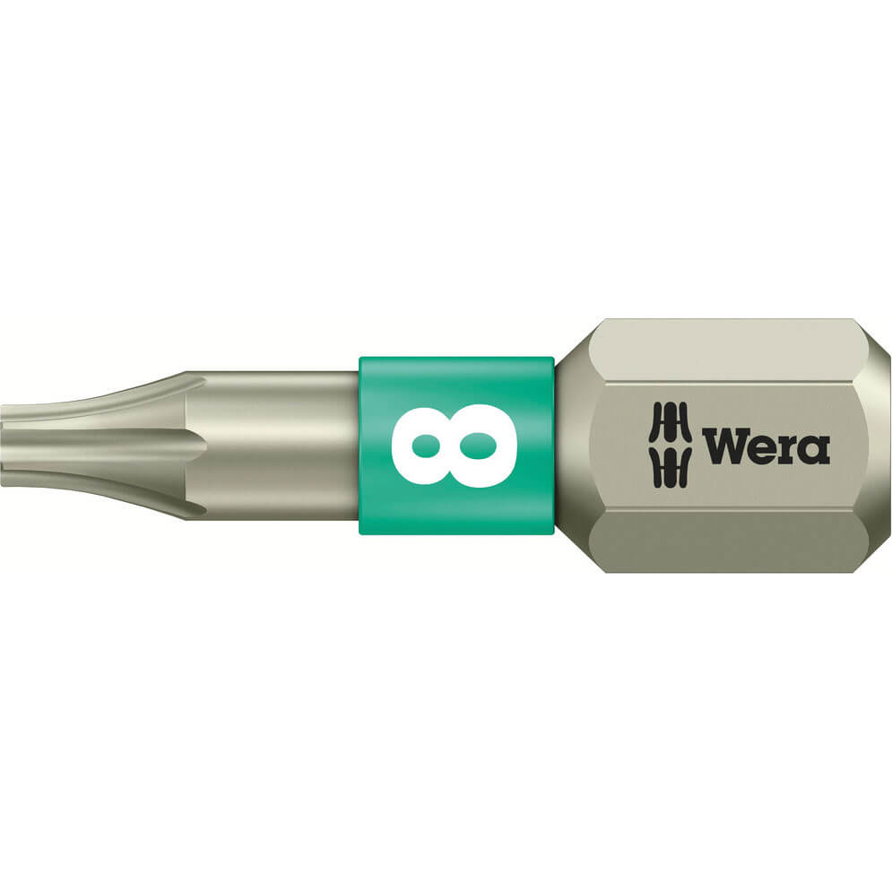 Image of Wera Torsion Stainless Steel Torx Screwdriver Bit T8 25mm Pack of 1