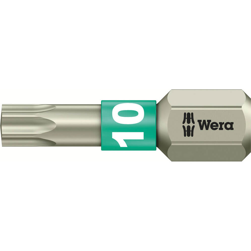 Image of Wera Torsion Stainless Steel Torx Screwdriver Bit T10 25mm Pack of 1