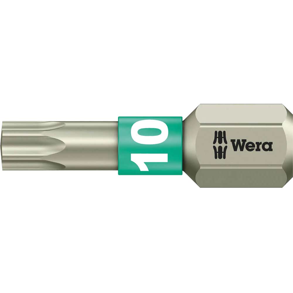 Image of Wera Torsion Stainless Steel Torx Screwdriver Bit T10 25mm Pack of 1