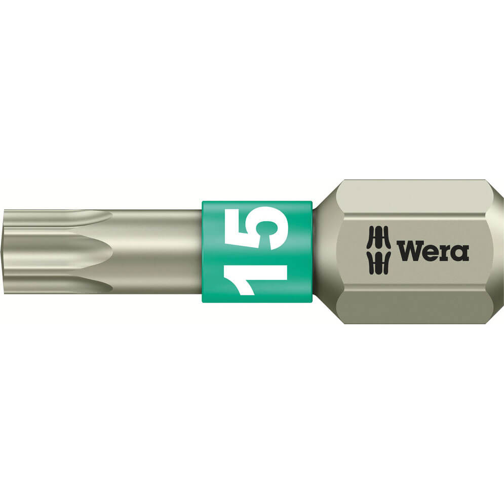 Image of Wera Torsion Stainless Steel Torx Screwdriver Bit T15 25mm Pack of 1