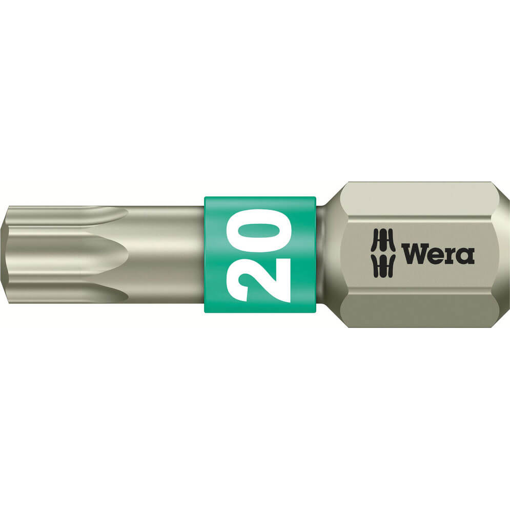Image of Wera Torsion Stainless Steel Torx Screwdriver Bit T20 25mm Pack of 1