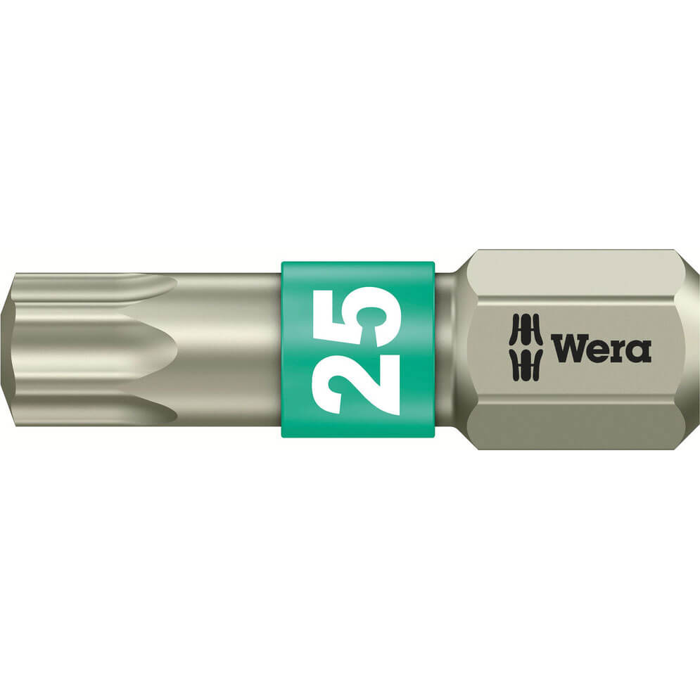 Image of Wera Torsion Stainless Steel Torx Screwdriver Bit T25 25mm Pack of 1