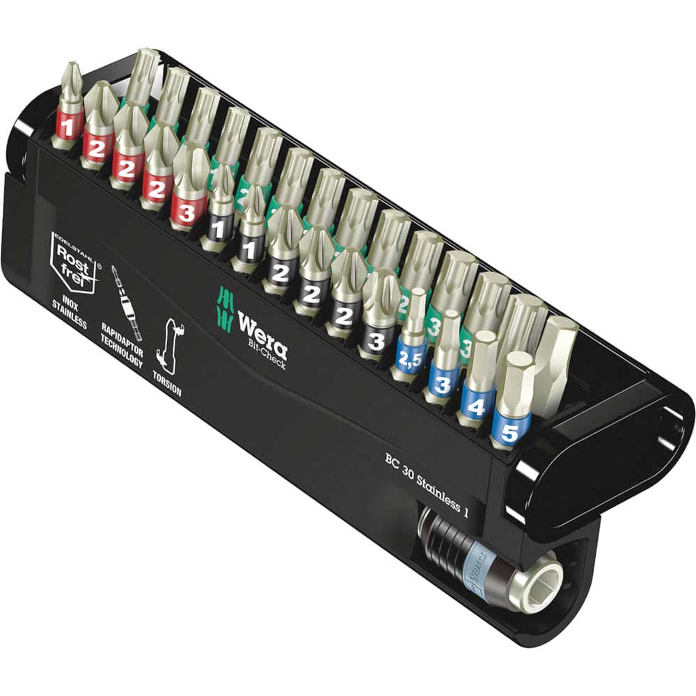 Wera 30 Piece Stainless Steel Torsion Screwdriver Bit Set