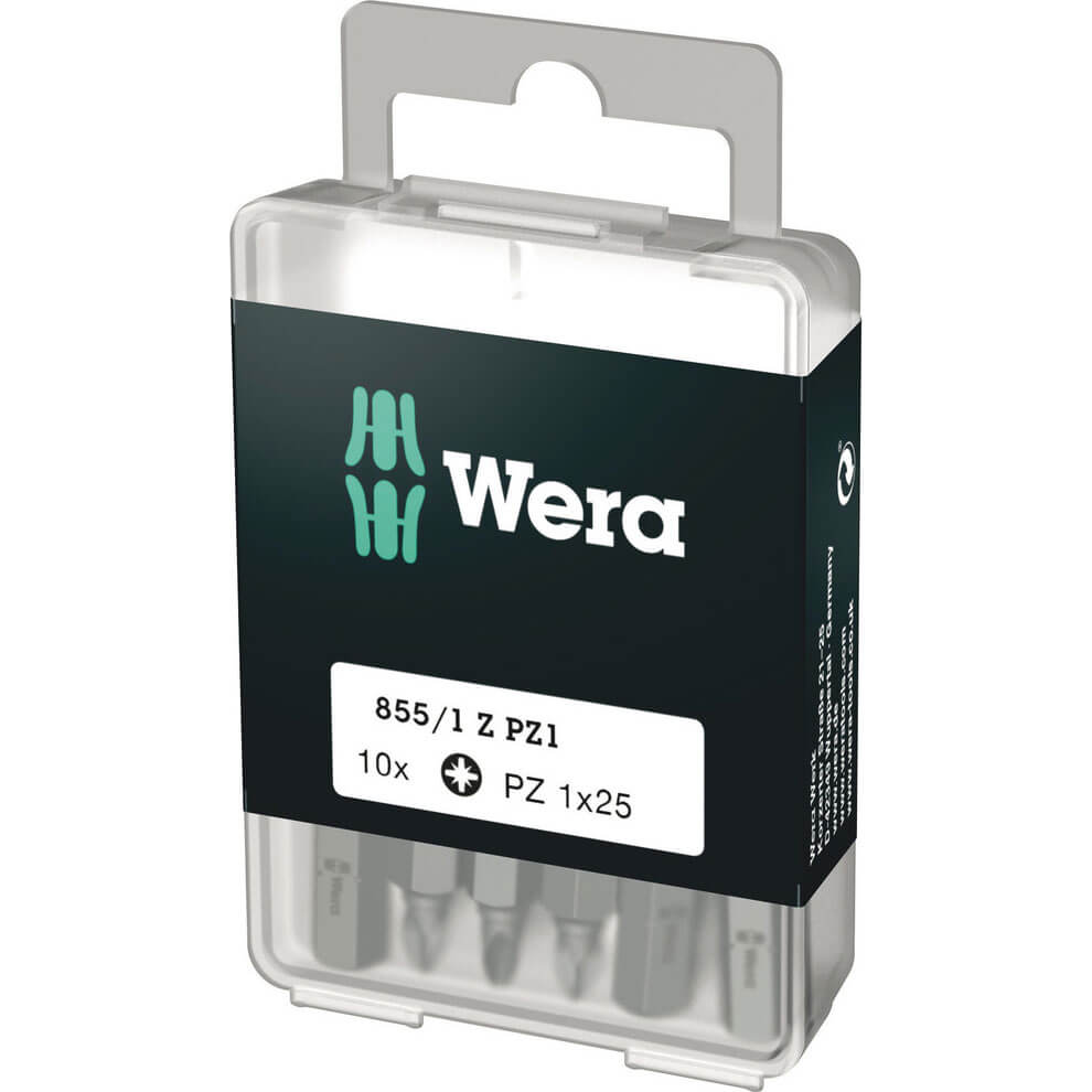 Image of Wera 855/1Z SB Extra Tough Pozi Screwdriver Bits PZ1 25mm Pack of 10