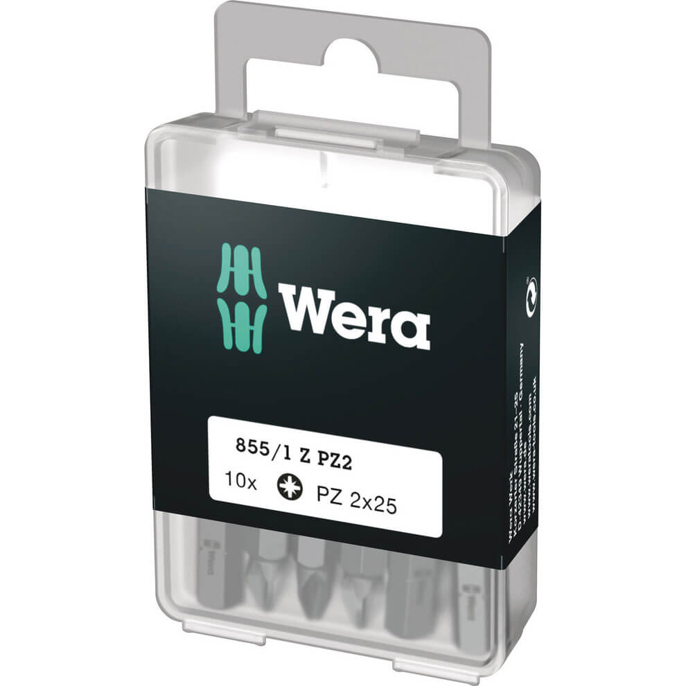 Image of Wera 855/1Z SB Extra Tough Pozi Screwdriver Bits PZ2 25mm Pack of 10