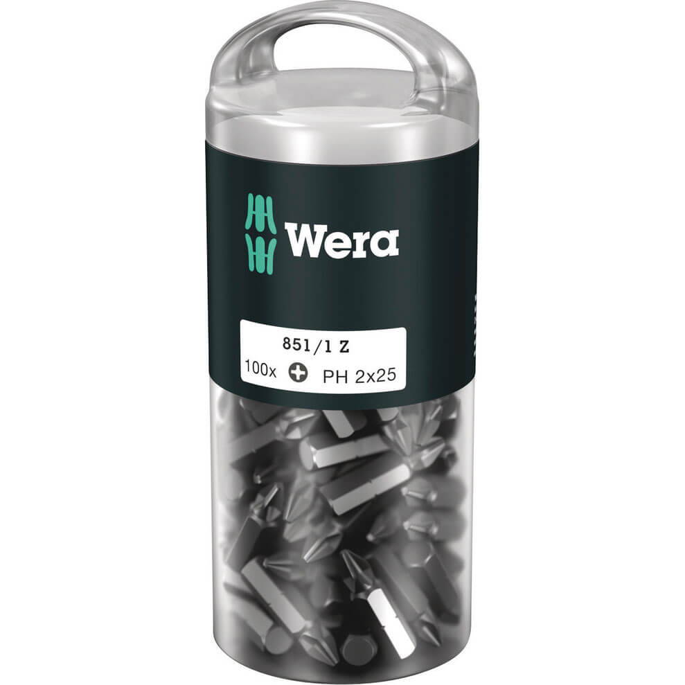 Image of Wera 850/1Z Extra Tough Phillips Screwdriver Bits PH2 25mm Pack of 100