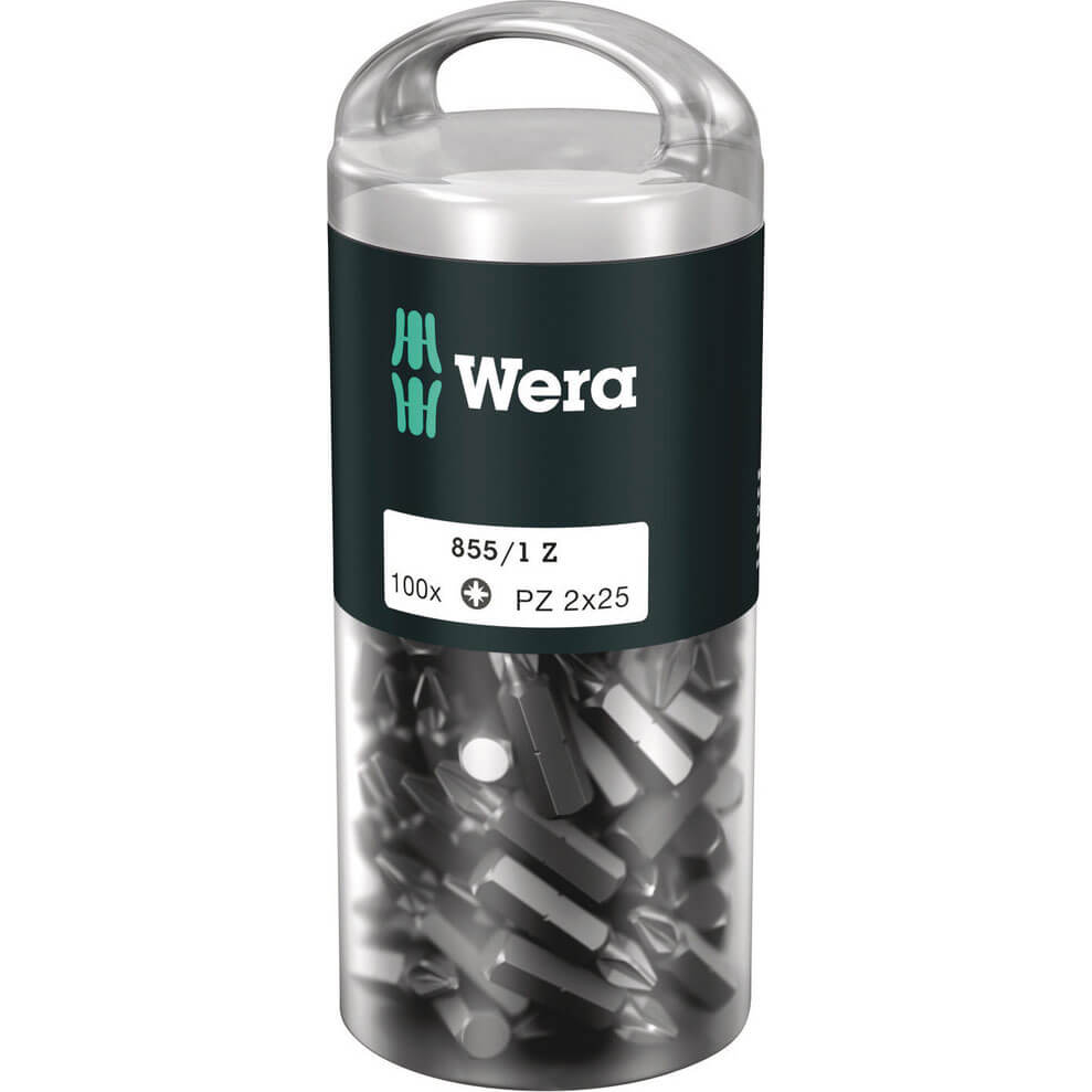 Image of Wera 850/1Z Extra Tough Pozi Screwdriver Bits PZ2 25mm Pack of 100