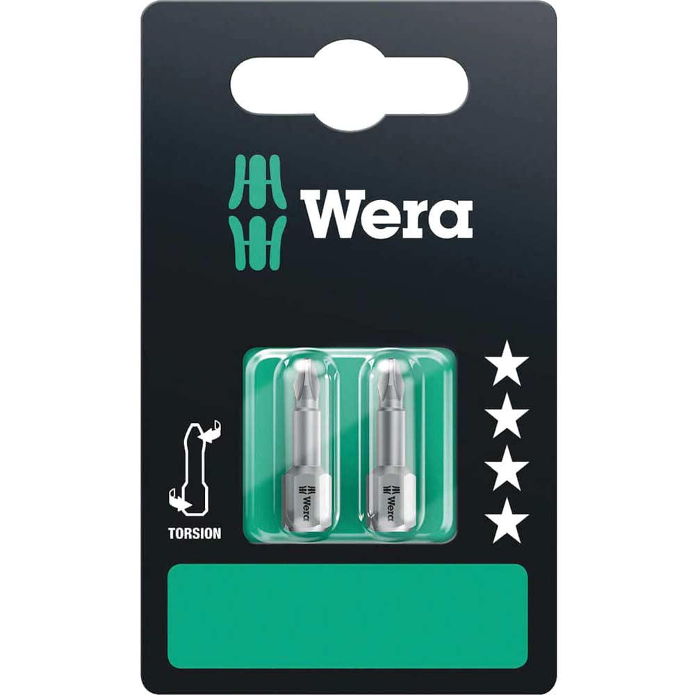 Image of Wera Torsion Phillips Screwdriver Bits PH1 25mm Pack of 2