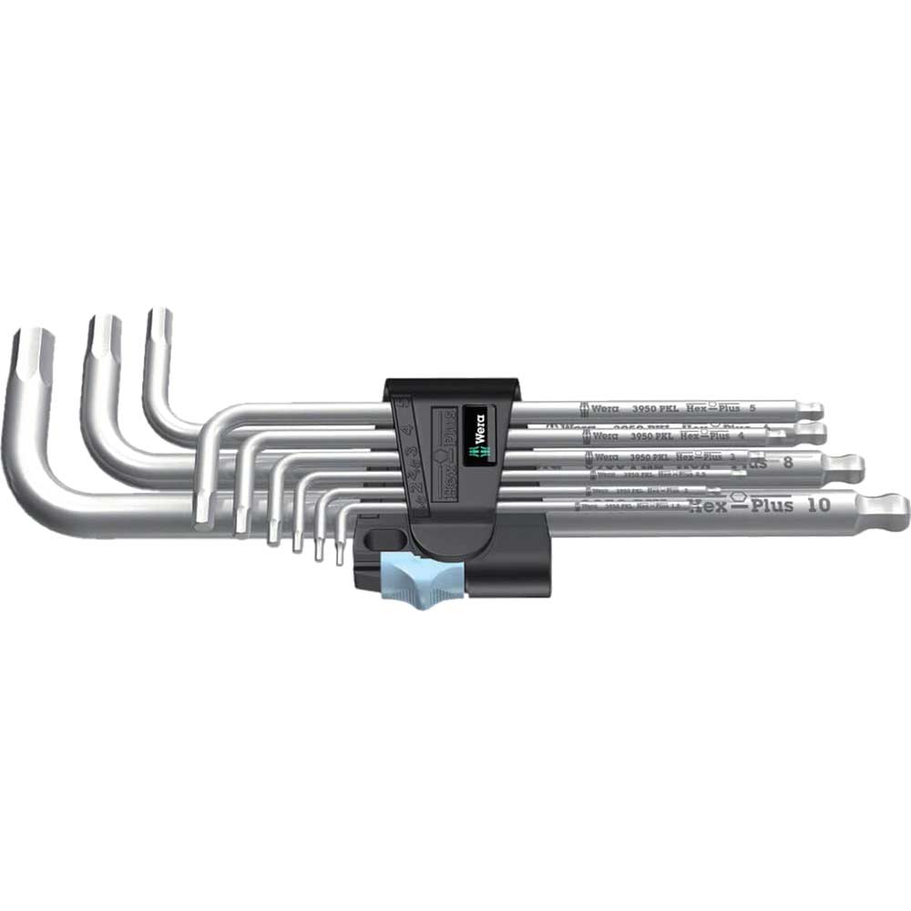 Wera 9 Piece Stainless Steel Ball End Hexagon Allen Key Set Metric