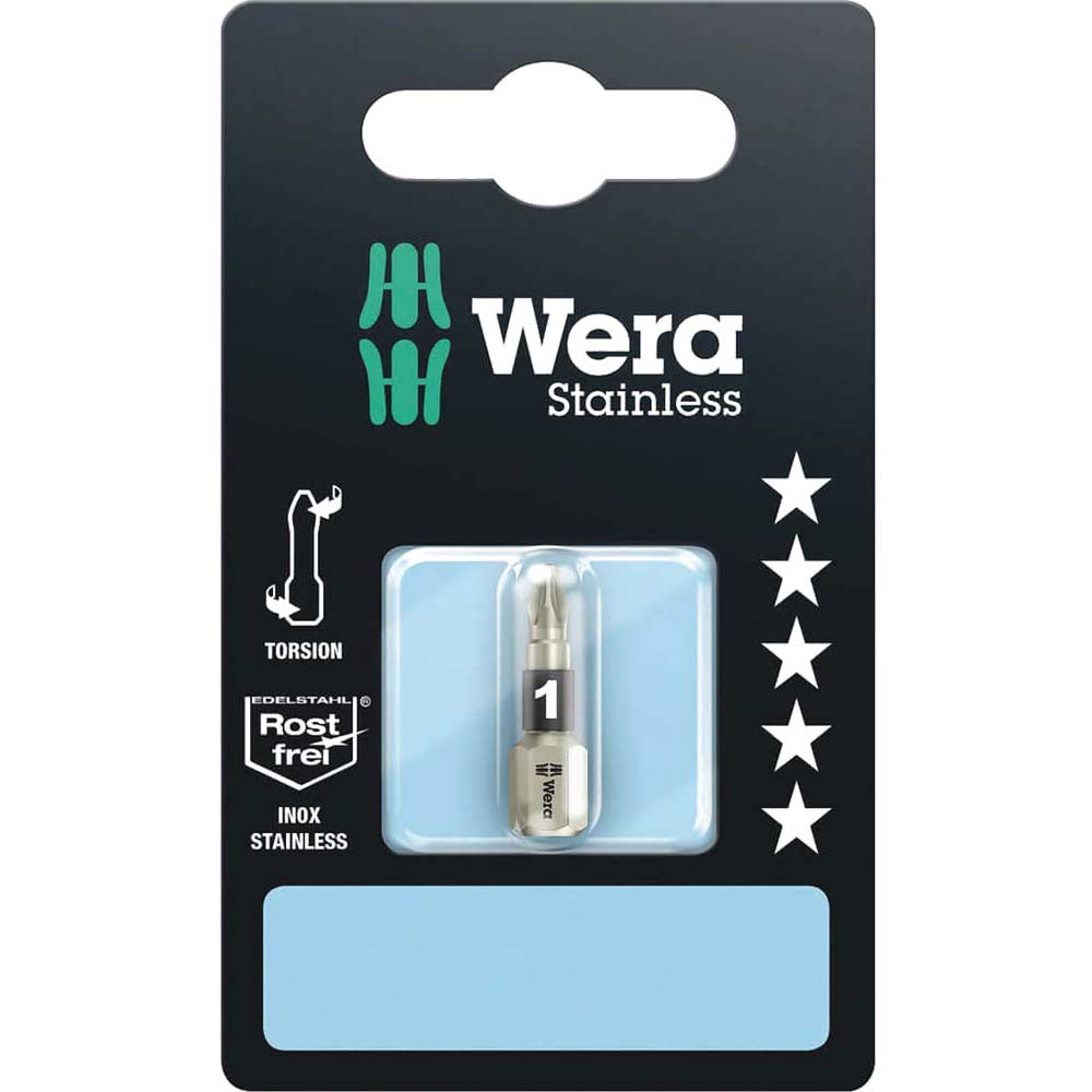 Photos - Bits / Sockets Wera Torsion Stainless Steel Pozi Screwdriver Bit PZ1 25mm Pack of 1 3855/ 