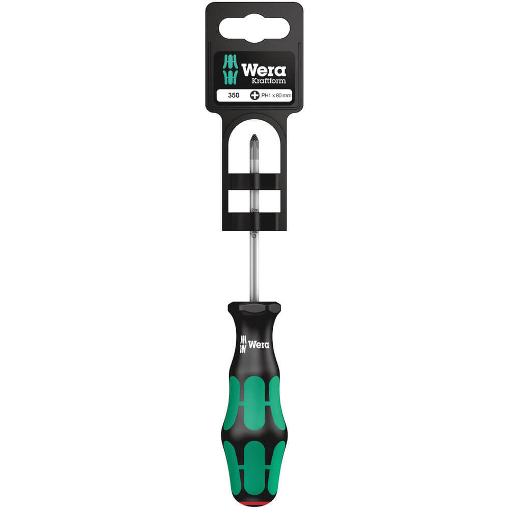 Wera 350 PH SB Kraftform Plus Phillips Screwdriver PH1 80mm