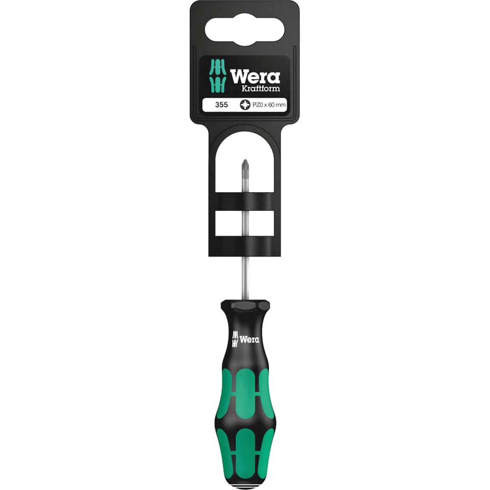 Image of Wera 355 PZ SB Kraftform Plus Pozi Screwdriver PZ0 60mm