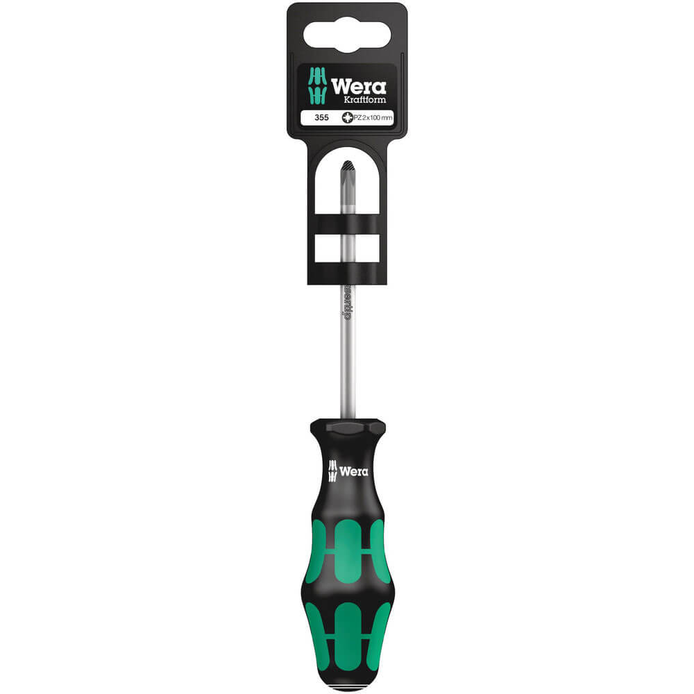 Image of Wera 355 PZ SB Kraftform Plus Pozi Screwdriver PZ2 100mm