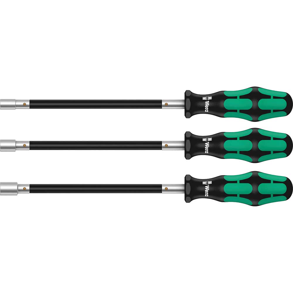 Image of Wera 3 Piece Kraftform Flexible Shaft Nutspinner Set