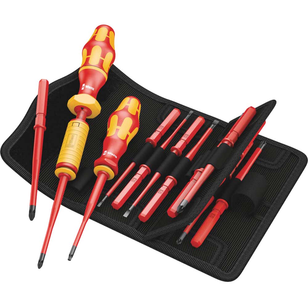 Image of Wera 16 Piece Kraftform VDE Insulated Torque Kompakt Interchangeable Screwdriver Set