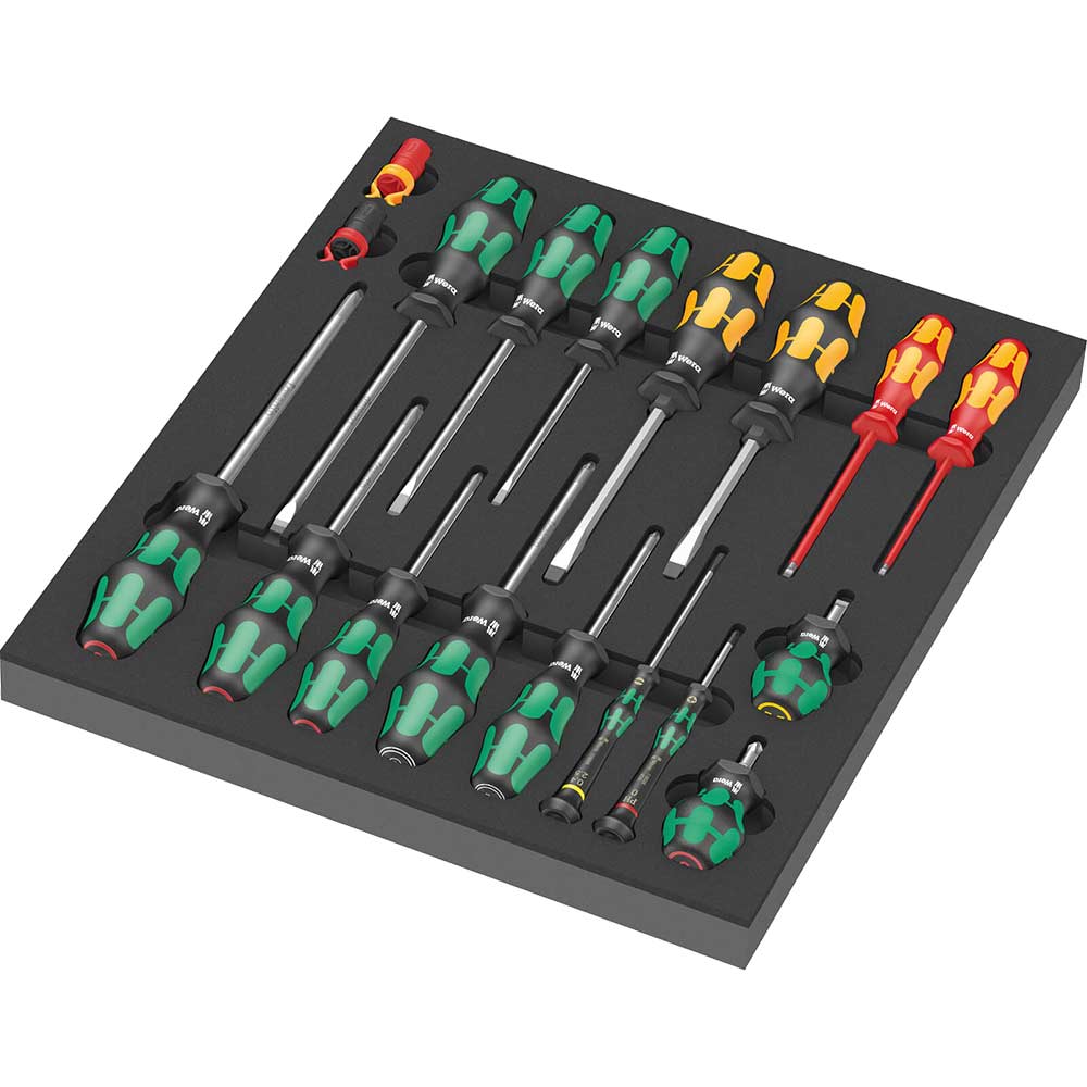 Image of Wera 9710 18 Piece Screwdriver Set in Foam Insert Tray