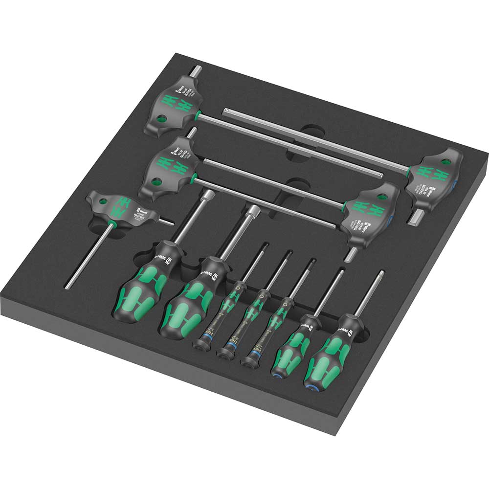 Image of Wera 9713 12 Piece Hexagon Screwdriver Set in Foam Insert Tray