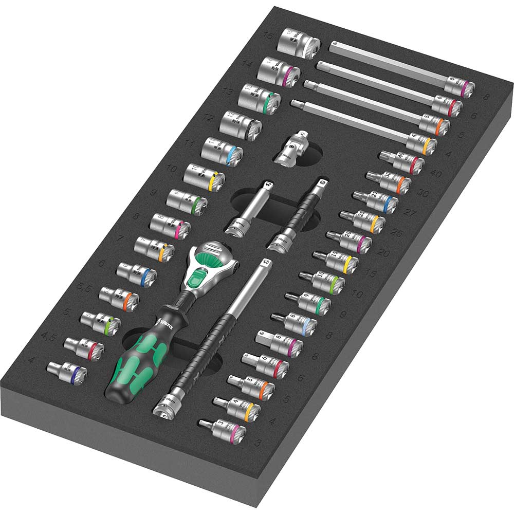 Wera Zyklop 9720 37 Piece 1/4" Drive Socket Set in Foam Insert Tray 1/4