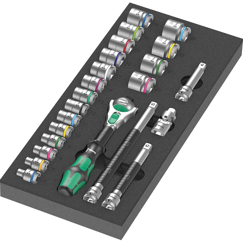 Image of Wera Zyklop 9721 23 Piece 3/8" Drive Socket Set in Foam Insert Tray 3/8"