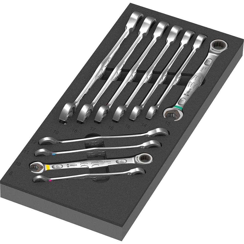 Image of Wera Joker 6000 11 Piece Combination Spanner Set 1 in Foam Insert Tray